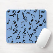Musical Notes Mousepad - Sky Blue en Black Muismat (Met muis)