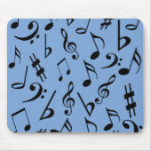 Musical Notes Mousepad - Sky Blue en Black Muismat (Voorkant)