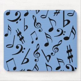 Musical Notes Mousepad - Sky Blue en Black Muismat