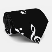 Musical Notes Music Black en White Pattern Stropdas (Opgerold)