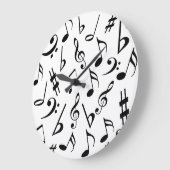 Musical Notes Music Clock :Zwart-wit Grote Klok (Hoek)