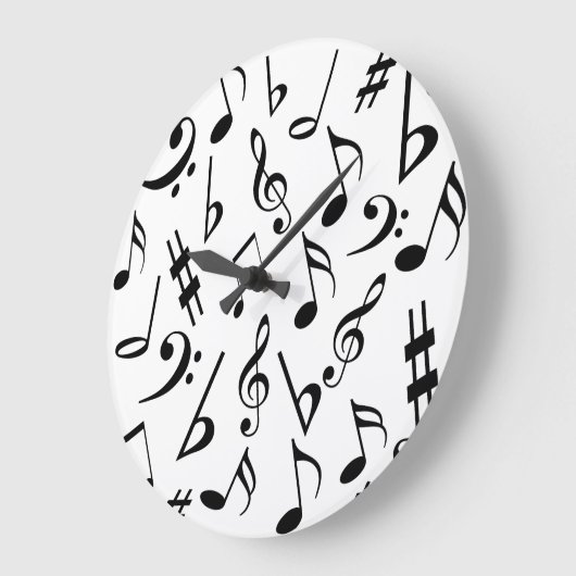 Musical Notes Music Clock :Zwart-wit Grote Klok (Hoek)
