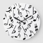 Musical Notes Music Clock :Zwart-wit Grote Klok (Voorkant)