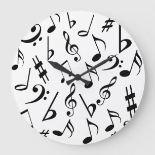 Musical Notes Music Clock :Zwart-wit Grote Klok