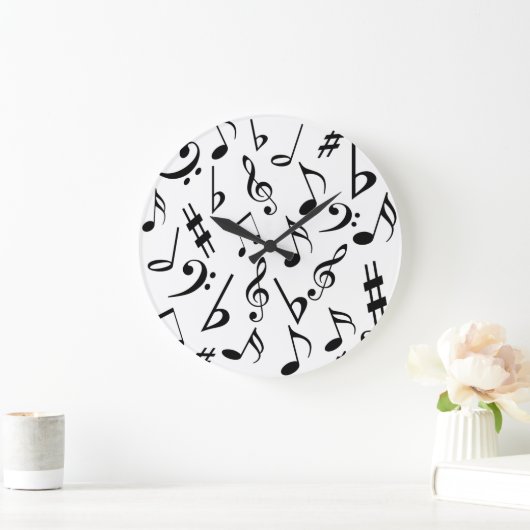 Musical Notes Music Clock :Zwart-wit Grote Klok (Huis)