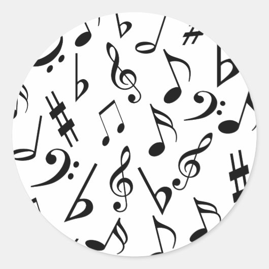 Musical Notes Music Stickers - Black en White (Voorkant)