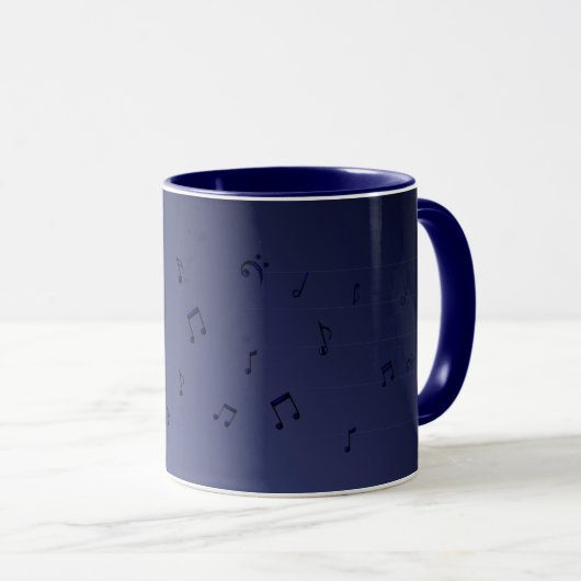 Musical Notes Navy Mok (Voorkant rechts)