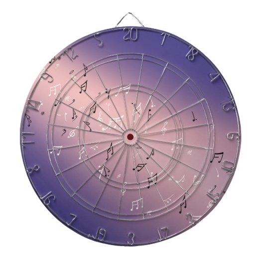 Musical Notes Paars Glow Dartboard Dartbord (Voorkant)