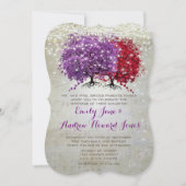 Musical Notes Paars Red Heart Leaf Tree Wedding Kaart (Voorkant)