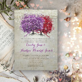 Musical Notes Paars Red Heart Leaf Tree Wedding Kaart