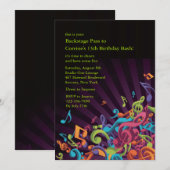 Musical Notes Party Invitation Kaart (Voorkant / Achterkant)