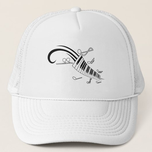 MUSICAL NOTES PIANO KEYBOARD TATTOO GRAPHICS TRUCKER PET (Voorkant)