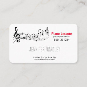 Musical Notes, Piano Teacher Visitekaartjes