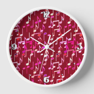 Musical Notes print - burgundy, multi