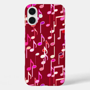 Musical Notes print - burgundy, multi iPhone 16 Plus Hoesje