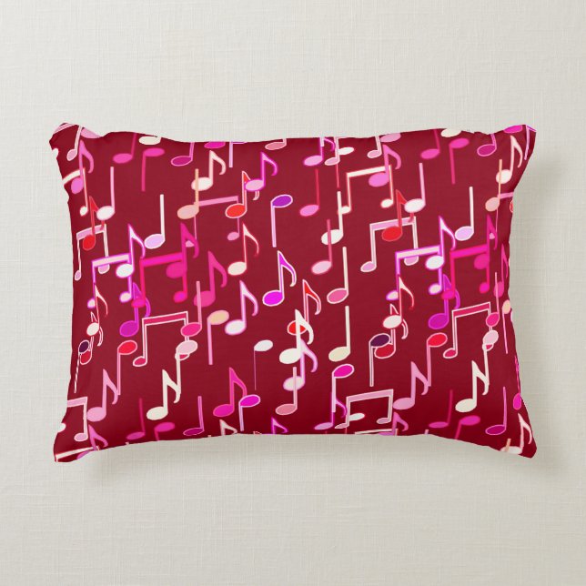 Musical Notes print - burgundy, multi Decoratief Kussen (Voorkant)