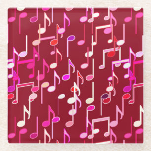 Musical Notes print - burgundy, multi Glazen Onderzetter