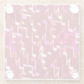 Musical Notes print - burgundy, multi Glazen Onderzetter (Achterkant)