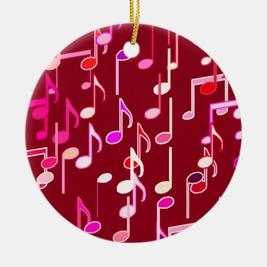 Musical Notes print - burgundy, multi Keramisch Ornament (Voorkant)