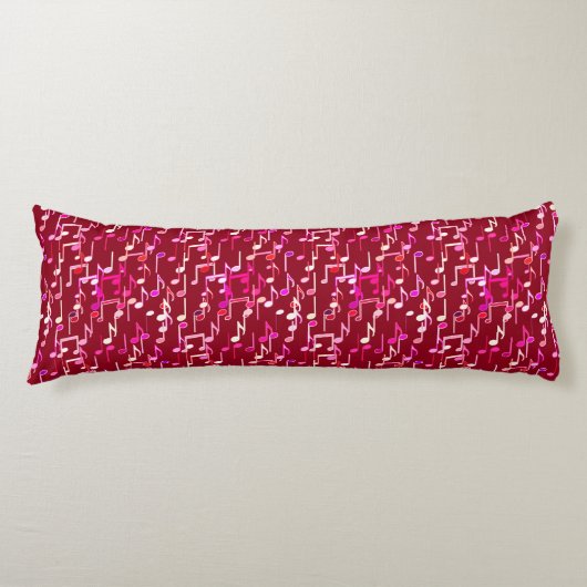 Musical Notes print - burgundy, multi Lichaamskussen (Voorkant)