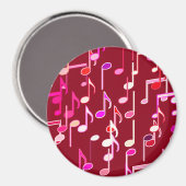 Musical Notes print - burgundy, multi Magneet (Voorkant / Achterkant)