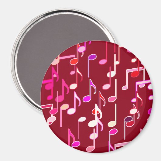 Musical Notes print - burgundy, multi Magneet (Voorkant / Achterkant)