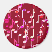 Musical Notes print - burgundy, multi Magneet (Voorkant)