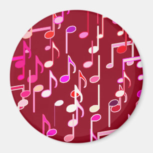 Musical Notes print - burgundy, multi Magneet