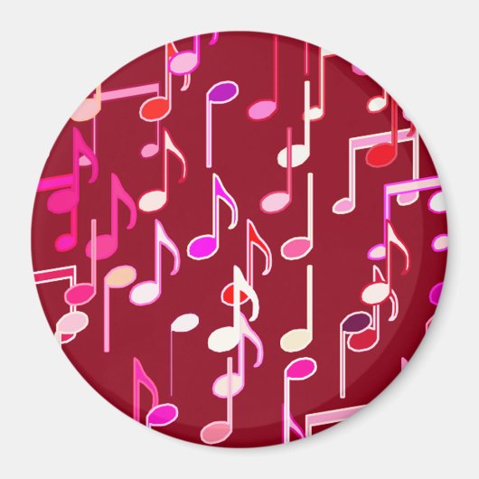 Musical Notes print - burgundy, multi Magneet (Voorkant)