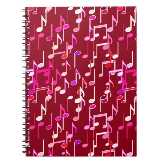 Musical Notes print - burgundy, multi Notitieboek (Voorkant)