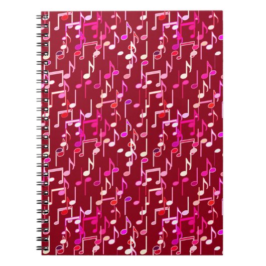 Musical Notes print - burgundy, multi Notitieboek (Voorkant)