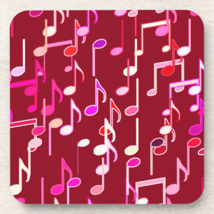 Musical Notes print - burgundy, multi Onderzetter