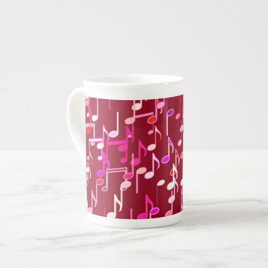 Musical Notes print - burgundy, multi Porselein Kop (Links)