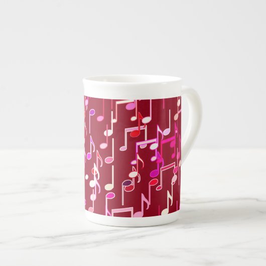 Musical Notes print - burgundy, multi Porselein Kop (Voorkant rechts)