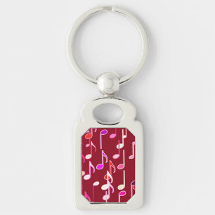 Musical Notes print - burgundy, multi Sleutelhanger