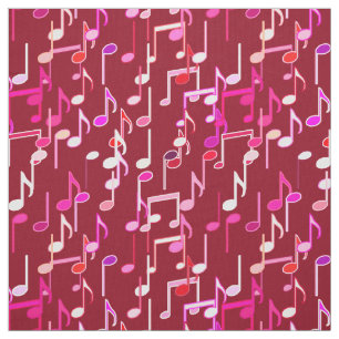 Musical Notes print - burgundy, multi Stof