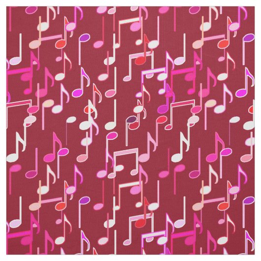 Musical Notes print - burgundy, multi Stof (Swatch)