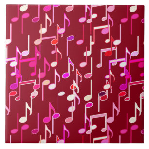 Musical Notes print - burgundy, multi Tegeltje