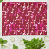Musical Notes print - burgundy, multi Theedoek (Gevouwen)