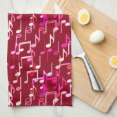 Musical Notes print - burgundy, multi Theedoek (Quarter Fold)