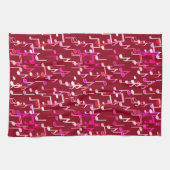Musical Notes print - burgundy, multi Theedoek (Horizontaal)