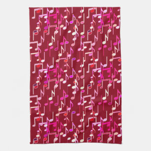Musical Notes print - burgundy, multi Theedoek