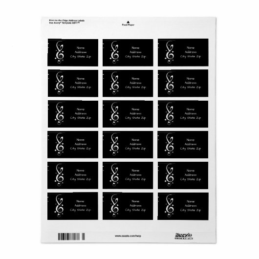 ** MUSICAL NOTES** RETURN ADDRESS LABELS (Full Sheet)