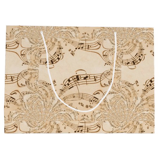 Musical Notes Rustic Antiek Groot Cadeauzakje (Achterkant)