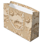 Musical Notes Rustic Antiek Groot Cadeauzakje (Achterkant Gekanteld)