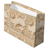Musical Notes Rustic Antiek Groot Cadeauzakje (Voorkant Gekanteld)