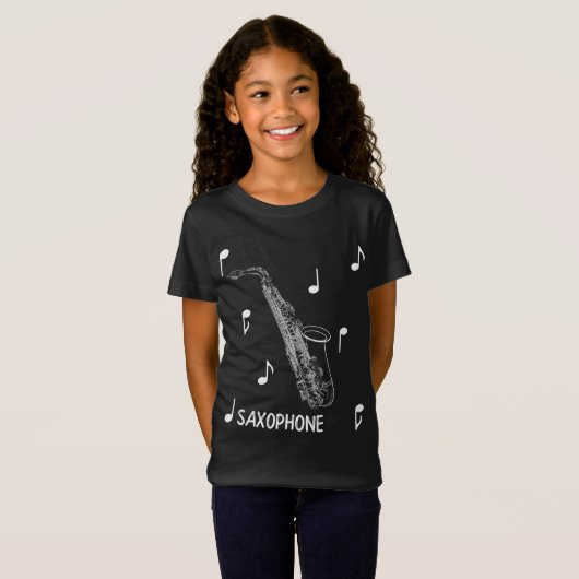 Musical Notes Saxophone T-Shirt (Voorkant volledig)