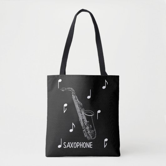 Musical Notes Saxophone Tote Bag (Voorkant)
