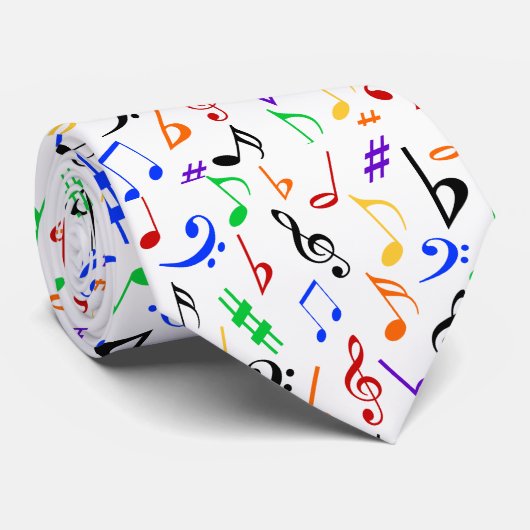 Musical Notes Stropdas | Multicolor Music Stropdas (Opgerold)