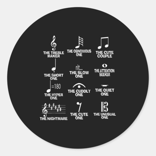 Musical Notes Symbol Definition Humor Funny Christ Ronde Sticker (Voorkant)